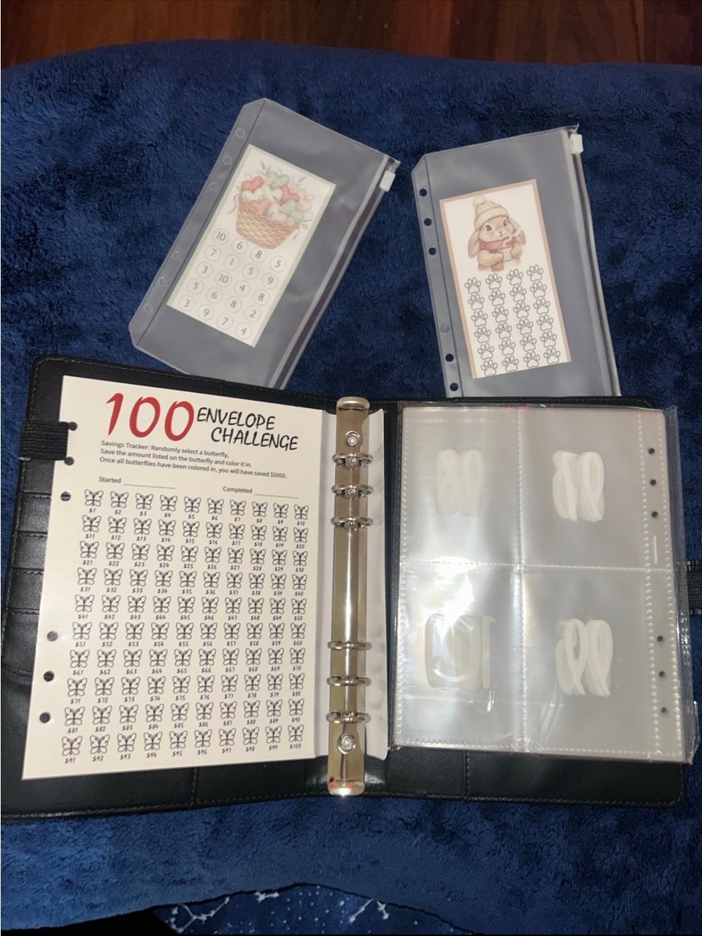 Black 6-Ring Binder Organizer with 4-Pocket Plastic Inserts